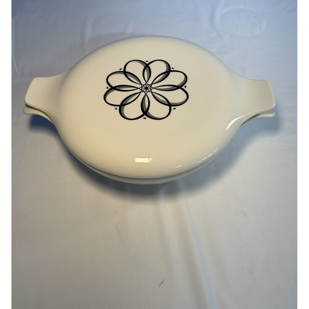 Vtg Taylor Smith Taylor Atomic Spencerian Casserole Dish With Lid #16‎
